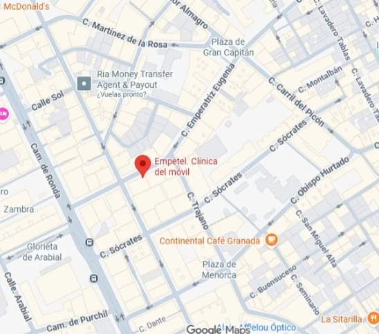 Ubicación de Empetel Clínica del Móvil, Calle Emperatriz Eugenia 17, Granada